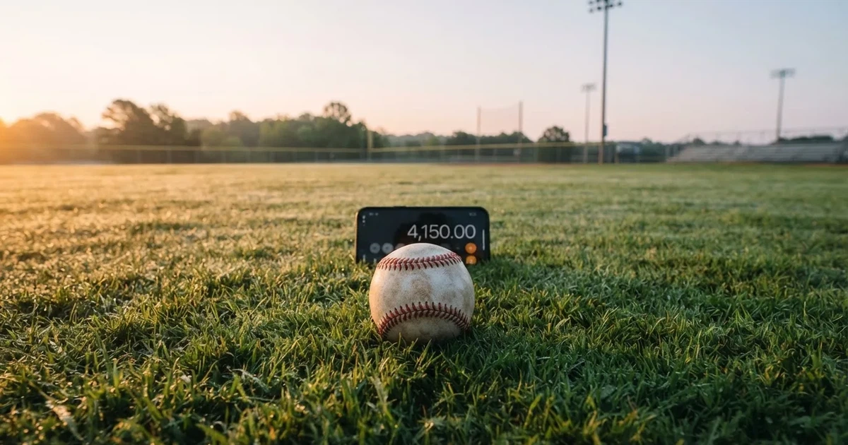 A ball on the centre spot of a grass pitch in morning light